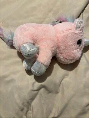 Plush Pink Unicorn Stuffed Toy and Purse with Silver Horn & Hooves
